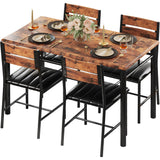 IRONCK Dining Table Set for 4, Wood Kitchen Table with Upholstered Chairs Dinning Table Set for Kitchen & Dining Room, Compact Dining Set for Small Spaces, Rustic Brown IRONCK