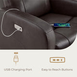 CHITA Genuine Leather Power Swivel Glider Recliner Chair for Adults, FSC Certified Electric Nursery Rocker Recliner Chair for Living Room, Dark Brown CHITA