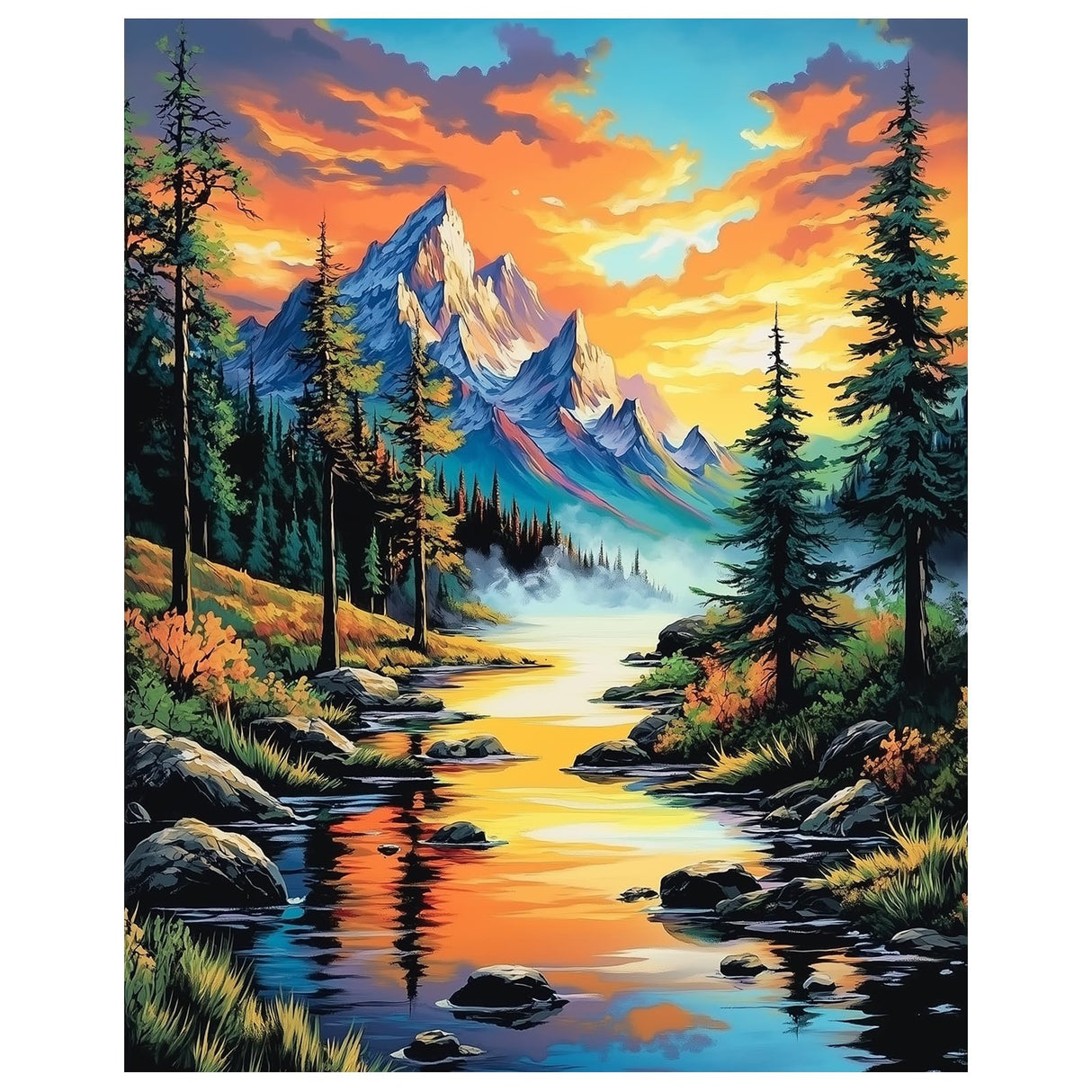 Landscape Paint by Numbers, Sunset Paint by Numbers Kit for Adults Beginner, DIY Painting by Numbers for Adults for Gift Home Wall Decor(16 x 20 Inch) hkejoi