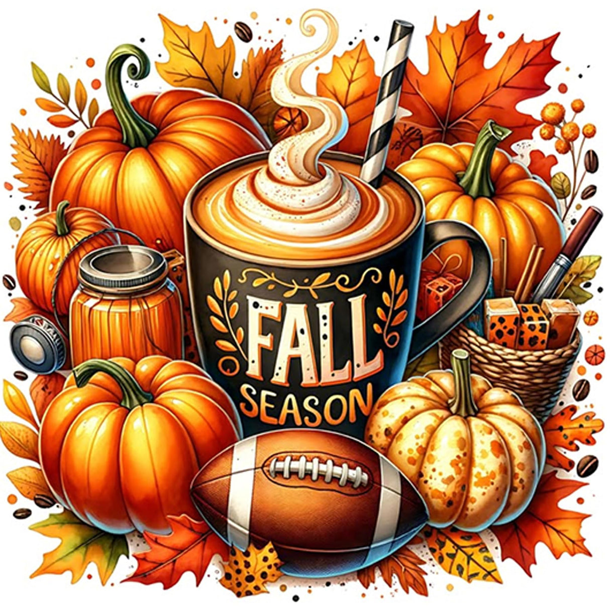 Ekuxom Halloween Diamond Art Kits for Adults Fall, Pumpkin Diamond Painting Kit for Adults Beginners, DIY 5D Full Drill Round Gem Art for Home Wall Decor Gift 12x12 inch Ekuxom