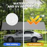 12' x 20' Canopy Replacement Cover for Carport, 220G Heavy Duty Replacement Top Cover for Car Garage, Waterproof & UV Protected Tarp with 48 Ball Bungees (Only Cover, Frame Not Included), Grey Buzleer