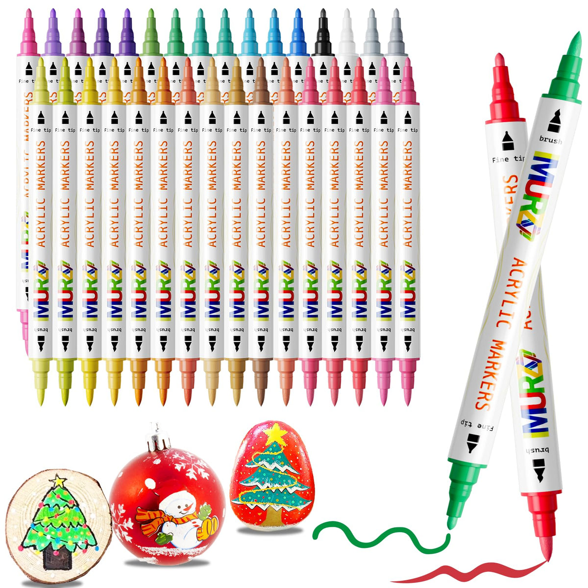 GOMTTS 32 Colors Acrylic Paint Pens Markers - Dual Tips, Paint Pens Ma ...