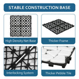 SUNWINGS 4PCS Natural Stone Interlocking Deck Tiles 12"x12" Pebble Waterproof Patio Deck, Outdoor Indoor Floor Decking Tiles for Porch Poolside Balcony Backyard, White sunwings