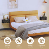 HLR Floating Nightstand, Small Nightstand with Flap Door, Morden Wall Mounted Nightstand for Bedrooms, Black HLR