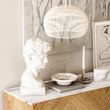 roomfitters Mid Century Modern TV Stand for TVs up to 65", Herringbone Sideboard Buffet Cabinet Credenza, Marble Top Media Console, Boho Entertainment Center for Living Room, Entryway (Oak Wood) roomfitters