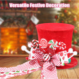 HMASYO Candy Cane Christmas Tree Topper - Large Red Tree Topper Hat with Candy Peppermint Bows Ribbon Ornament, Top Hat Christmas Tree Topper for Home Office Holiday Tree Decoration Xmas Gift HMASYO