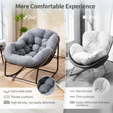 HOMEFUN Outdoor Patio Rocking Chairs, Oversized Papasan Rock Chair Indoor with Teddy Padded Cushion - Rocker Egg for Front Porch, Garden, Backyard Dark Gray HOMEFUN