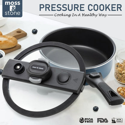 Moss & Stone 2.3 Quart Micro Pressure Cookware with Detachable Handle And One-Hand Operating Glass Lid, Pressure Canner Stovetop & Induction Cookware, Micro-Pressure Cooking Pot Nonstick - WoodArtSupply