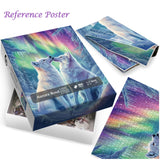 Aurora Wolf Puzzles for Adults 1000 Pieces, Colorful Animal Art Landscape Jigsaw Puzzles, Beautiful Winter Scenic Wildlife Scenery Puzzle IdeaBazar