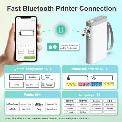 Nelko Label Maker Machine with Tape, P21 Bluetooth Label Printer, Wireless Mini Label Makers with Multiple Templates for Organizing Office Home, White, 1 Pack