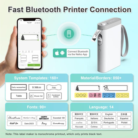 Nelko Label Maker Machine with Tape, P21 Bluetooth Label Printer, Wireless Mini Label Makers with Multiple Templates for Organizing Office Home, White, 1 Pack Nelko