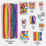 FunzBo 2000Pcs+ Arts & Crafts Supplies Kits for Kids,St Patricks Day DIY Craft Supplies for Toddlers DIY Art Supply Tools Set Include Pipe Cleaners,Pom Poms and Feather,Easter Crafts for kids Ages 4-8 FUNZBO