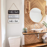 Jetec Bathroom Wall Decor Bath Rules Wall Art Sign Family Hanging Funny Wooden Hanging Sign Rustic Wood Decor for Home Bedroom Outdoor(Simple Pattern,Black, White, Gray) Jetec