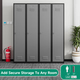 Kooyon Metal Lockers for Employees,71" Metal Storage Cabinet with Lock,1 Door Steel Storage Locker Cabinet for Home,Gym,School,Office,Garage-Assembly Required(Black Gray) Kooyon