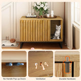 Fienveorn Litter Box Enclosure,Modern Cat Litter Box Enclosure Furniture Hidden Litter Box with Cat Scratch Pad, Cat Washroom Cat House End Table, Entryway Bench for Livingroom (Natural) Halitaa