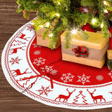OurWarm Christmas Tree Skirt 48 Inches, Large Xmas Tree Skirts with Snowflake and Reindeer Pattern, Red and White Tree Mat for Christmas Winter Holiday Indoor Decorations OurWarm