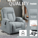 Trustyue 2024 Power Lift Recliner Chair with Heat and Massage for Elderly, Electric Recliner Chairs with Standing Assistance, 2 Cup Holders, 4 Pockets, USB Charge Port, Linen Fabric Teal Gray Trustyue