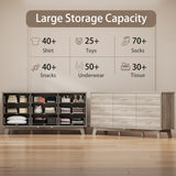 Dresser for Bedroom, 9 Drawer Wide Modern Chest of Drawers with X-Shaped Sturdy Base, Wood Double Dresser Closet Clothes Storage Organizer, Wooden TV Stand for Living Room, Hallway, Grey Xixini