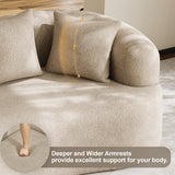 68.5" Loveseat Sofa for Living Room, Modern Luxury Plush Chenille Extra Deep Seat Curved Cloud Floor Couch with 3 Throw Pillows for Small Spaces, No Assembly Needed, Light Brown DAMAIFROM