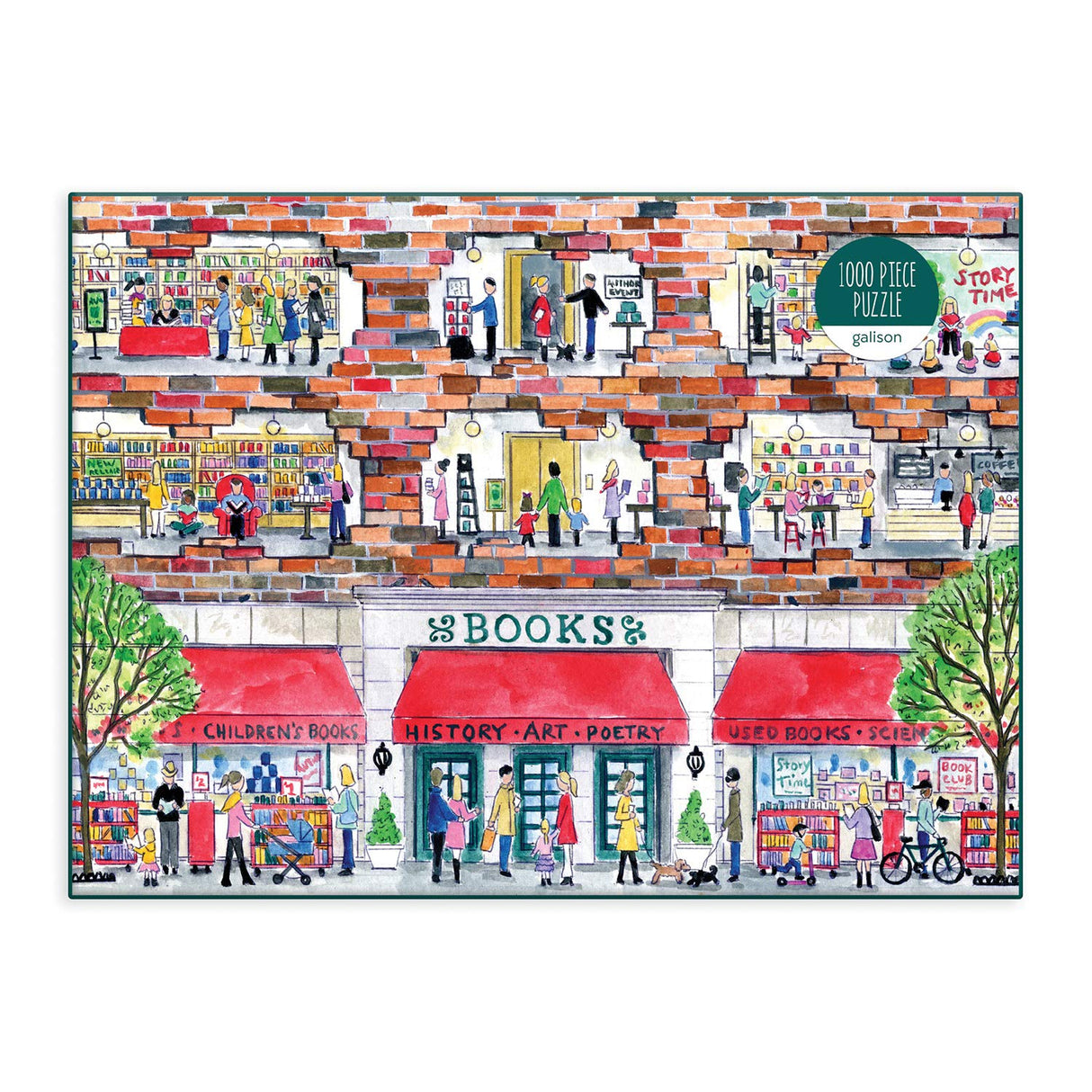Galison Michael Storrings A Day at The Bookstore 1000 Piece Puzzle from Galison - Beautifully Illustrated Jigsaw Puzzle of a Local Bookstore, 27" x 20" Fun & Challenging, Unique Gift Idea Galison