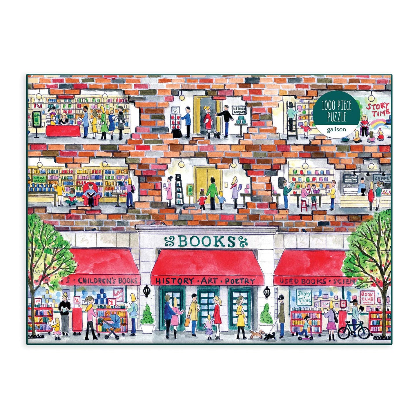 Galison Michael Storrings A Day at The Bookstore 1000 Piece Puzzle from Galison - Beautifully Illustrated Jigsaw Puzzle of a Local Bookstore, 27" x 20" Fun & Challenging, Unique Gift Idea