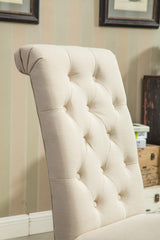 Roundhill Furniture Habit Solid Wood Tufted Parsons Dining Chair (Set of 2), Tan Roundhill Furniture