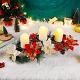 FORUP Christmas Centerpiece, Christmas Candle Holders, Christmas Tabletop Poinsettia Centerpiece with 3 Flameless Candle, Romantic Holiday Candelabrum for Home Party Christmas Table Mantel Decorations FORUP
