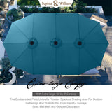 Sophia & William 15 ft Extra Large Patio Umbrella with Solar Lights, Rectangular Outdoor Umbrella with Base Included, Market Umbrella Double-sided Heavy Duty for Pool Garden Backyard, Cyan-blue Sophia & William