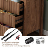 LSKTGA 6 Drawer Dresser for Bedroom, Large Fluted Dresser with Wide Drawers and Golden Handles, Storage Organizer Dresser, Modern Wooden Dresser Chest for Bedroom Living Room, Walnut LSKTGA