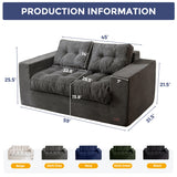 MAXYOYO Bean Bag Chair for Adults, Upholstered Floor Sofa with Armrests, Loveseat Boneless Couch with Tufted Cushion & Backrest, Sofa in A Box, Large Bean Bag Couch for Bedroom Living Room, Dark Grey MAXYOYO