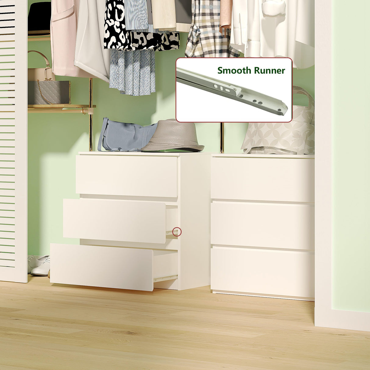 woodtalks 3 Drawer Dresser, Wood Chest Drawers with Storage for Closet, Bedroom, Living Room and Hallway, Drawers Dresser Bedside Nightstand, White woodtalks