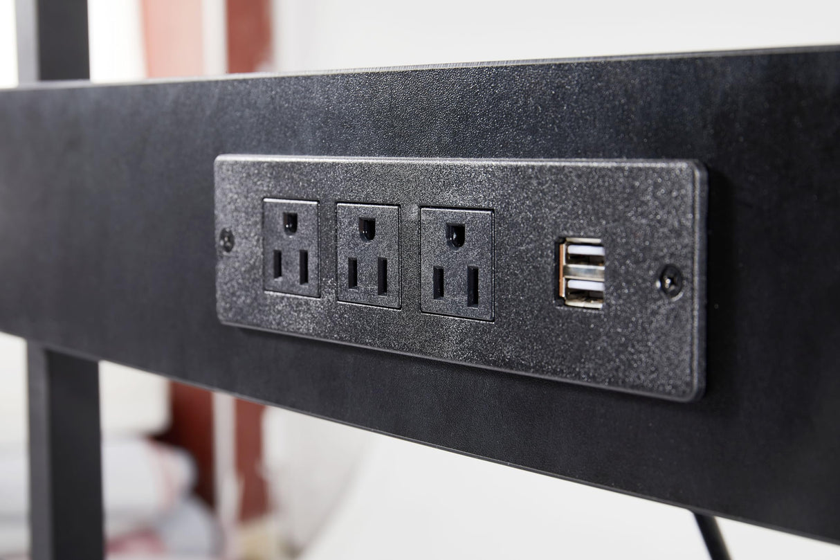 IRONKOM Adjustable Computer Tower Stand, 2-Tier ATX-Case CPU Holder Cart, Underdesk Mobile PC Standing Table, Gaming Accessories w Wheels & Mouse Pad w/Light, carben Fiber Finish, with sockets,Hooks IRONKOM