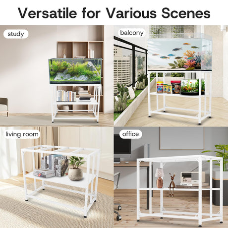 MEWSDEN Fish Tank Stand - 40 Gallon Heavy Duty Metal Aquarium Stand, Reptile & Turtle Breeder Tank Combo (White, 36.5"x18.5"x29.5") MEWSDEN