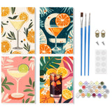 RICUVED Paint by Number for Adults Framed Canvas, 4 Pack Paint by Number Kits Arts and Crafts for Adults Beginner, Easy DIY Summer Drink Acrylic Painting Number Kits for Home Wall Decor(7.8X11.8inch) RICUVED