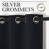 NICETOWN Halloween Pitch Black Solid Thermal Insulated Grommet Blackout Curtains/Drapes for Bedroom Window (2 Panels, 42 inches Wide by 63 inches Long, Black) NICETOWN