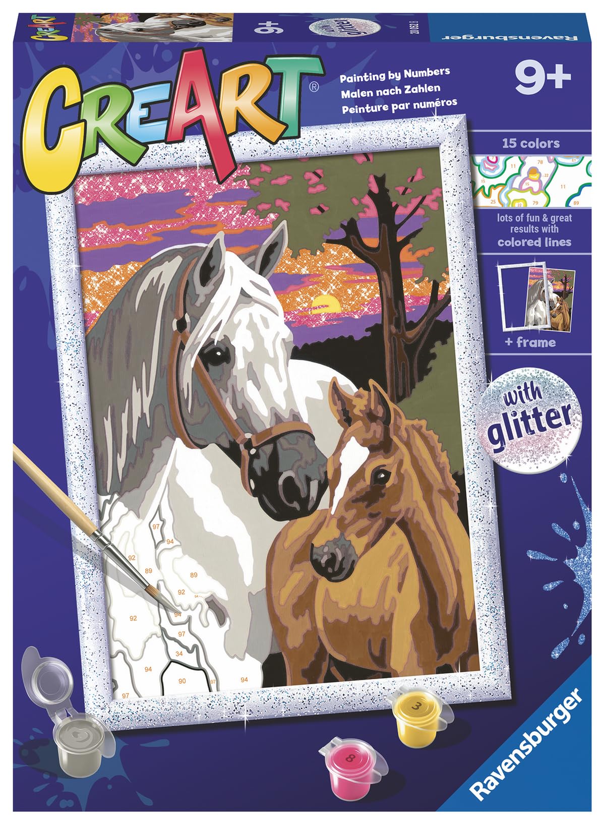 Ravensburger Sunset Horses Paint by Numbers Kit for Kids - 20052 - Painting Arts and Crafts for Ages 9 and Up Ravensburger