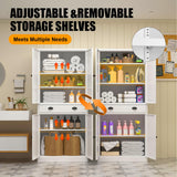 71" Kitchen Pantry Cabinet, Metal Storage Cabinets with Adjustable Shelves and Drawer, White Pantry Cabinets, 4 Doors Metal Pantries Cabinet for Kitchen, Dining Room, Living Room - Assembly Required MetalMax