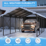Kurapika 12x22 FT Metal Carport with Reinforced Base Outdoor Heavy Duty Car Port with Galvanized Steel Roof, Garage Car Shelter, Multi-Purpose Carports for Car, Truck and Boats Kurapika