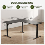 BANTI 63" L Shaped Standing Desk, Adjustable Corner Standing Desk L Shape, L-Shaped Adjustable Desk with Splice Board, L Shape Standing Desk, Black BANTI