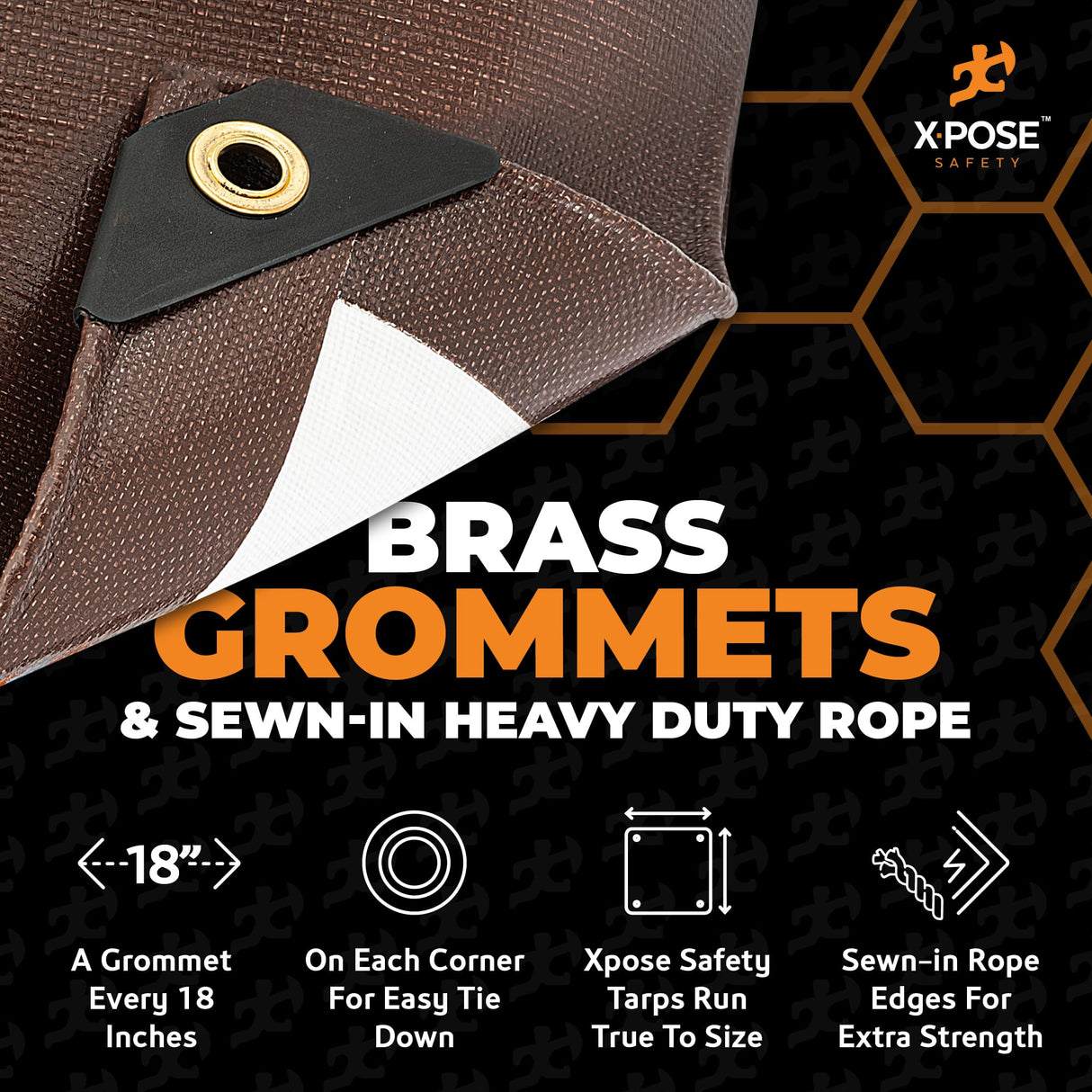 20' x 40' Brown/White Ultra Heavy Duty Tarp - 20 Mil Tarps Heavy Duty Waterproof 20x40 - Extra Large Outdoor Tarp, Waterproof Tarp Cover for Rain Camping, Tent Tarp, UV Protection, Reinforced Corners Xpose Safety