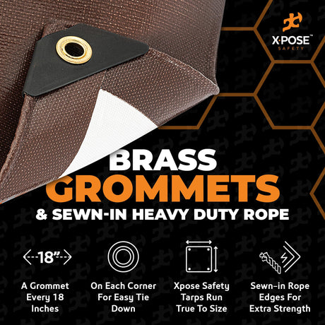20' x 40' Brown/White Ultra Heavy Duty Tarp - 20 Mil Tarps Heavy Duty Waterproof 20x40 - Extra Large Outdoor Tarp, Waterproof Tarp Cover for Rain Camping, Tent Tarp, UV Protection, Reinforced Corners Xpose Safety