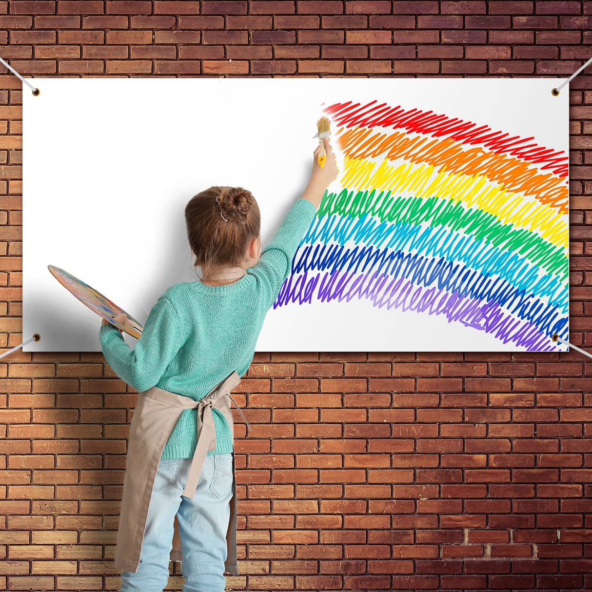 Large Banners and Signs Blank Banner Polyester Oxford Cloth Sublimation Banner with Hanging Rope for Indoor Wall Outdoor Easy Hang Signs DIY Banner Signs for Business Office (White,2 x 4 Feet) Zonon