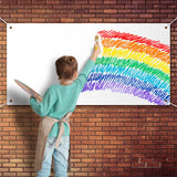 Large Banners and Signs Blank Banner Polyester Oxford Cloth Sublimation Banner with Hanging Rope for Indoor Wall Outdoor Easy Hang Signs DIY Banner Signs for Business Office (White,2 x 4 Feet) Zonon