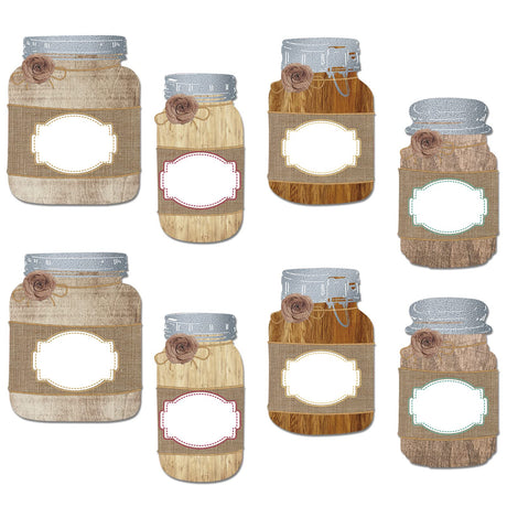 48 Pieces Mason Jar Farmhouse Name Tags Mason Jar Cutouts Paper Shabby Rustic Farm Classroom Decor for Bulletin Board School Wall Desks Student Teacher Cubby Classroom Decoration Nezyo