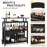 Tribesigns Home Bar Unit for Liquor, 44-Inch Bar Height Table with Storage, Black Entertainment Pub Table, Mini Bar Carts Upholstered&Metal Front Footrest for Kitchen, Balcony, Basement Tribesigns