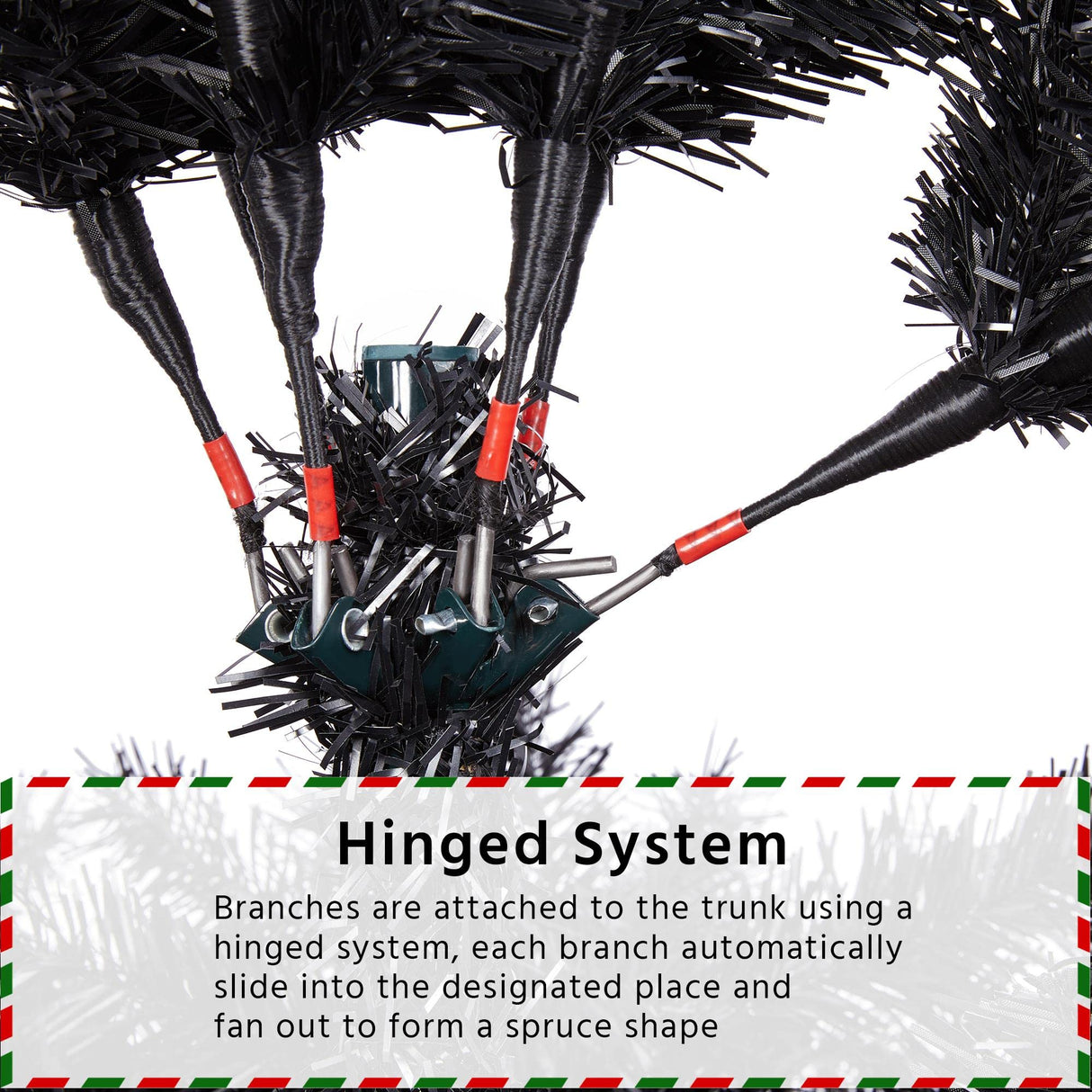 Yaheetech 7.5ft Black Artificial Christmas Pine Tree Seasonal Holiday Carnival Home Party Decoration for Home, Office Indoor Outdoor with 1749 Branch Tips and Foldable Stand Yaheetech