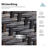 MFSTUDIO Patio Furniture Set, 8 Seats Half-Moon Curved Outdoor Sectional Sofa Conversation Set, Woven Rattan Patio Couch with 2 Wood-Like Round Coffee Table MFSTUDIO