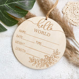 ZIEYOMI Baby Announcement Sign, Wooden Baby Name Sign for Nursery, Hello World Newborn Sign, Birth Announcement Sign for Hospital, Welcome Baby Sign ZIEYOMI