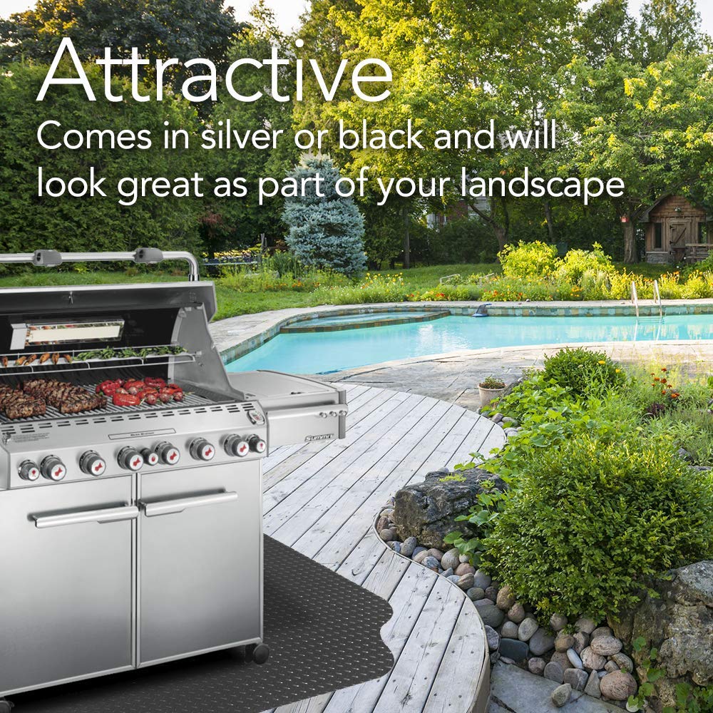 RESILIA - Large Under Grill Mat - Black Diamond Plate, 72 x 48 inches, 12-inch Splatter Protection Lip, for Outdoor Use RESILIA