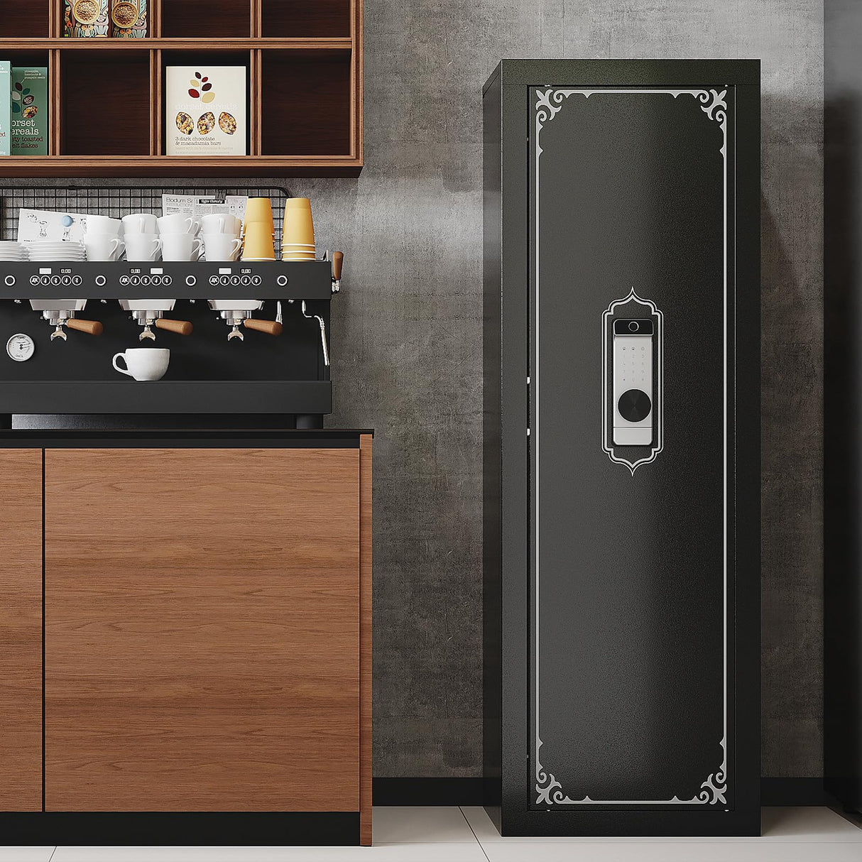 KAER Biometric Gun Safe for Rifle & Pistol, 10-14 Gun Capacity Large Rifle Safe with Fingerprint Lock, Adjustable Shelves, Silent Mode & Anti-Theft Alarm, Home Locking Cabinet for Firearms Storage KAER